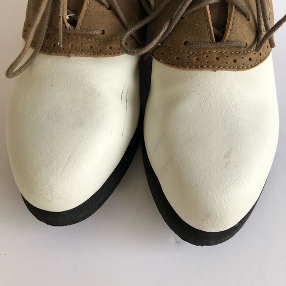 Reebok Vintage Suede Leather Lace Up Golf Sneakers Cleats Shoes Tan White - Picture 12 of 13